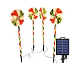 4 Packs Solar Lollipops Cane Light Candy Cane Walkside Lights With 8 Modes 39.5*20*8cm