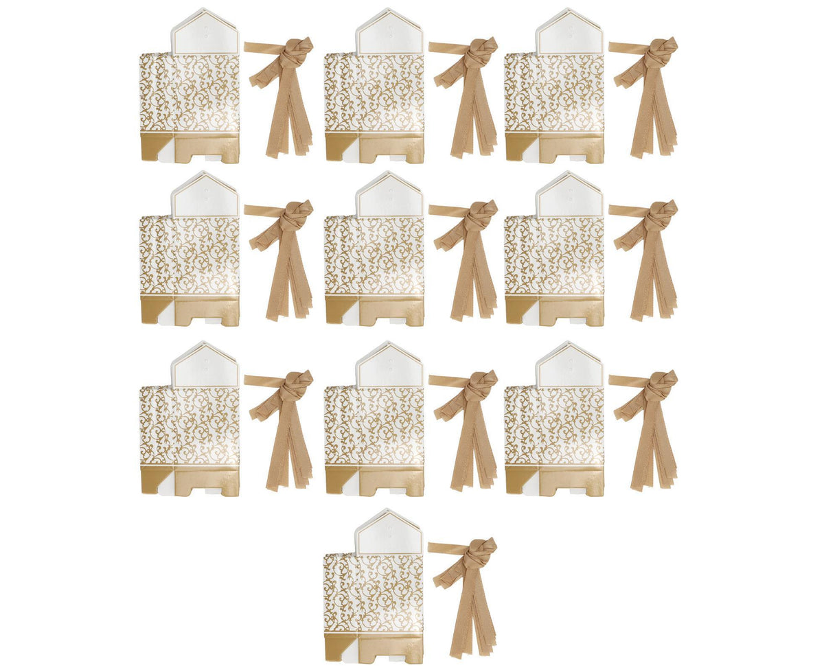 40 Sets Gift Bag Exquisite Unique Golden Pattern Bow Small Gift Box Decoration For Wedding Birthday Party Festival