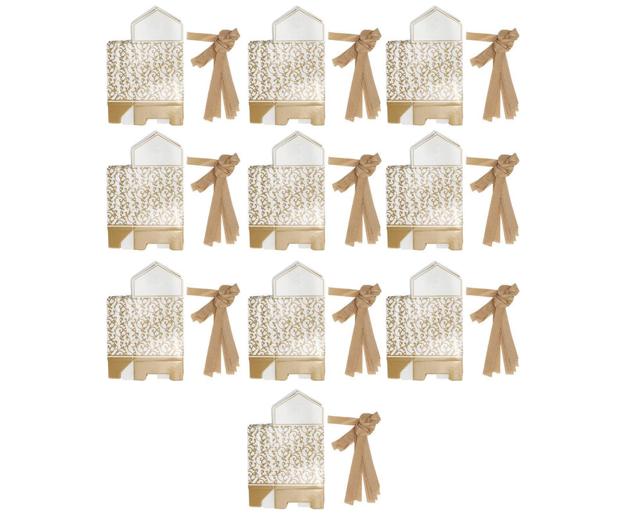 40 Sets Gift Bag Exquisite Unique Golden Pattern Bow Small Gift Box Decoration For Wedding Birthday Party Festival