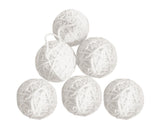 6Pcs Christmas Ball Ornament Handmade Soft Texture Decorate Foam Floral Bouquet Wool Winding Ball for Christmas - White
