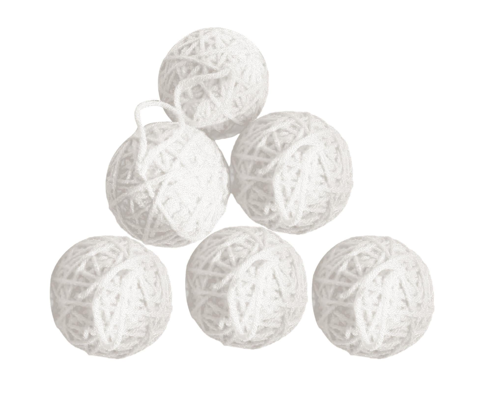 6Pcs Christmas Ball Ornament Handmade Soft Texture Decorate Foam Floral Bouquet Wool Winding Ball for Christmas - White