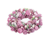 Advent wreathe pink multicolour plastic foam 34 x 34 x 8.5cm
