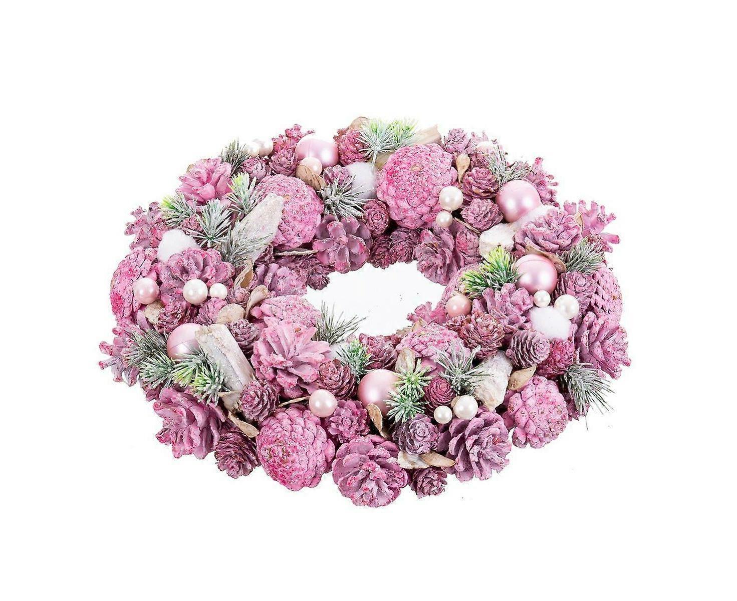 Advent wreathe pink multicolour plastic foam 34 x 34 x 8.5cm