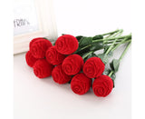 Beautiful Rose Shape Ring Box Romantic Decorative Fabric Ring Display Case Wedding Supplies - Red