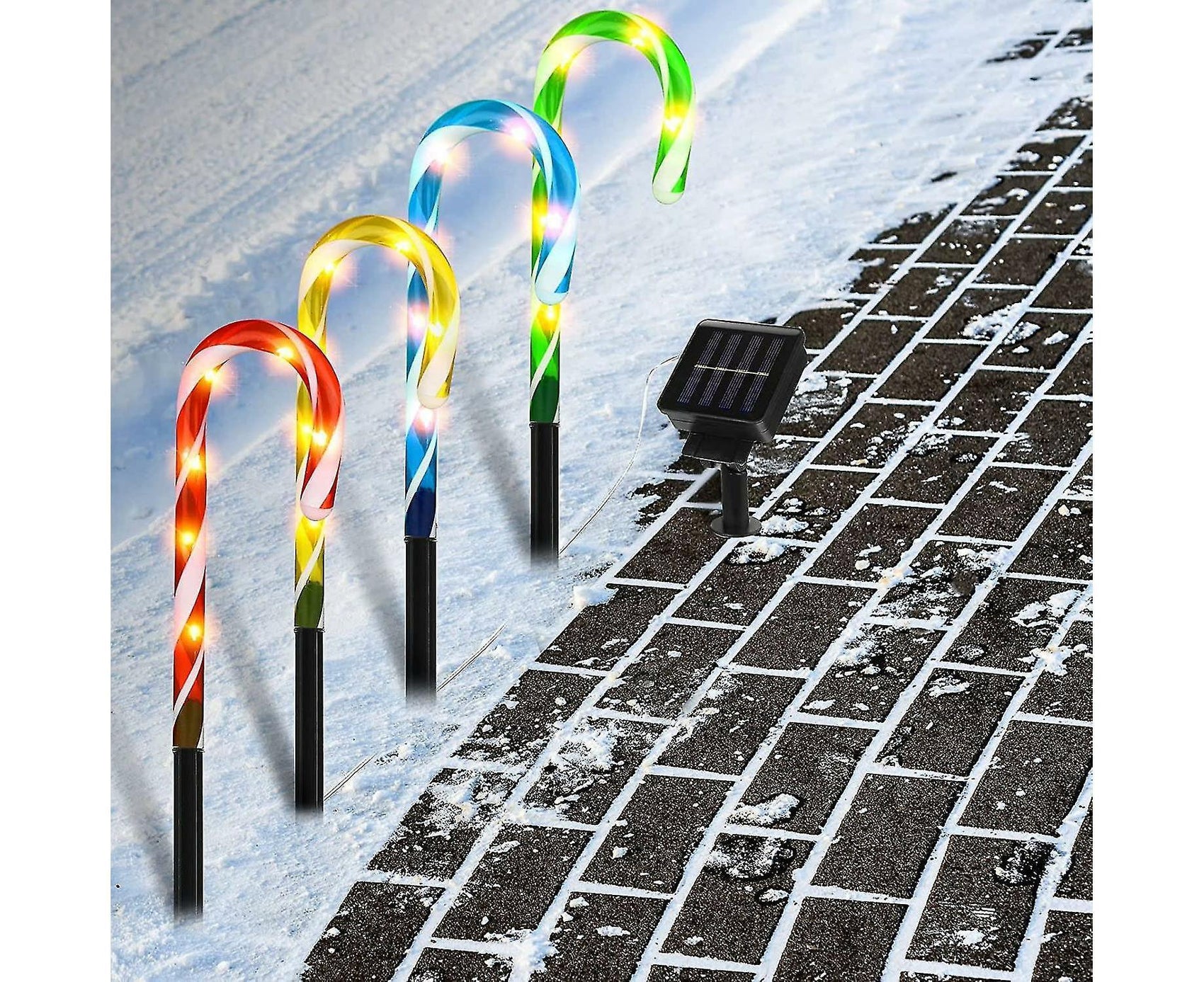 Christmas Solar Candy Cane Lights Candy Cane Pathway Markers Lights Set Of Xmas Led Yard Lawn Indoor Outdoor Decoration Lights For House Path Walkway
