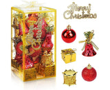 Christmas Tree Ornaments Set, 32PCS Mini Christmas Red and Gold Ball Ornaments Decoration for Christmas Trees