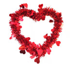 Door Hanging Wreath Romantic Heart Shape Tinsel Anti-fade Valentines Day Wreath Ornament Photography Props - Red