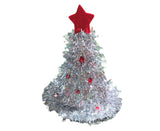 Green Ribbon Hat with Plush Small Ball Star Cap Top Xmas Dress Up Cloth Xmas Performance Wear Hat for Christmas - Silver