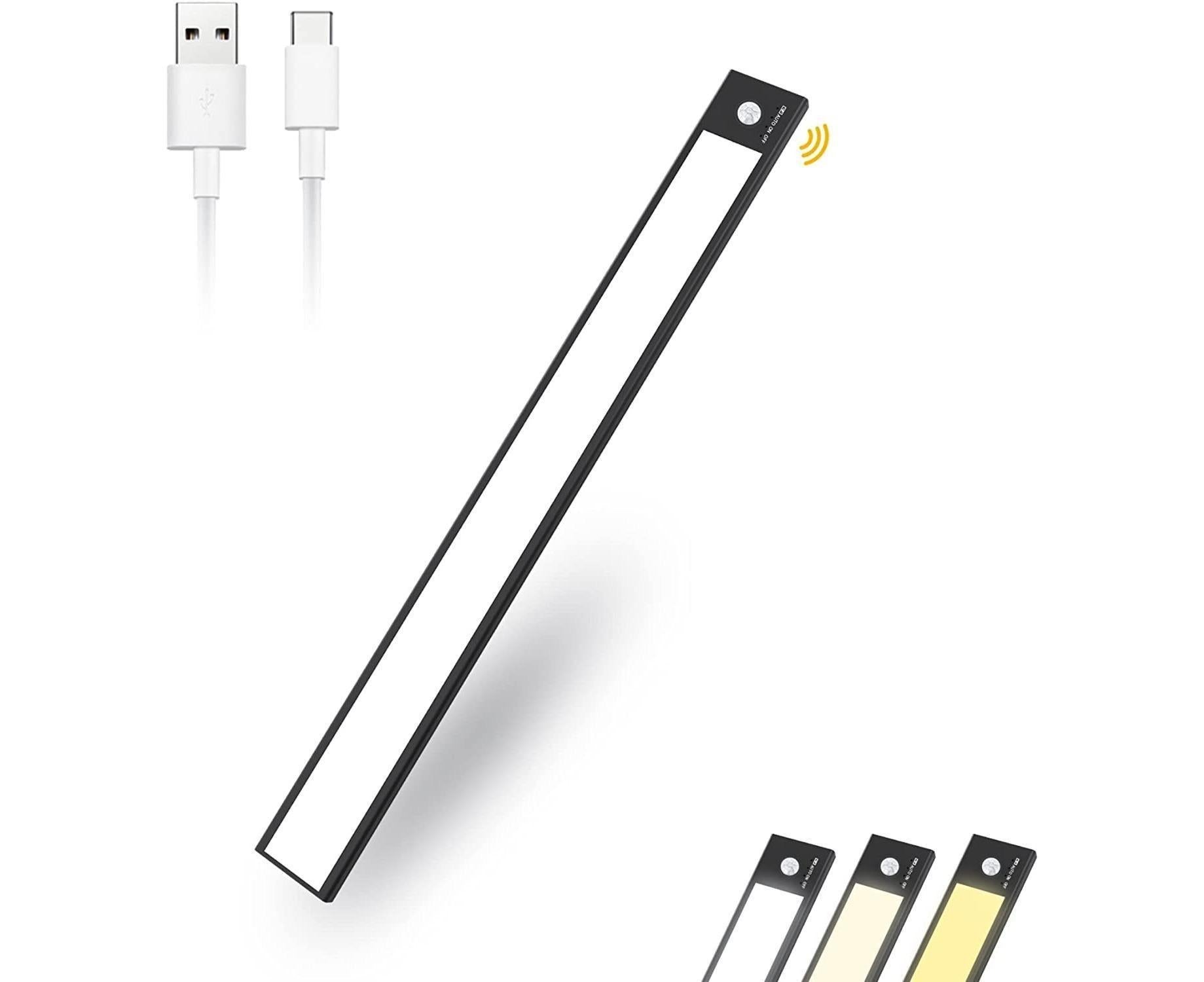 LED Closet Light with Motion Sensor, 12 Inch Dimmable Rechargeable LED Under Kitchen Cabinet Light