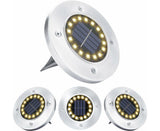 Outdoor Solar Buried Lights, 16 Led Warm White Waterproof Stainless Steel Spotlights For Patio, Yard Garden Path, Garage Walkway Decoration