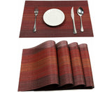 Placemats Set Of 6 For Dining Table Washable Woven Vinyl Placemats Non-Slip Heat Resistant Kitchen Table Mats Easy To Clean (Set Of 6)- Red