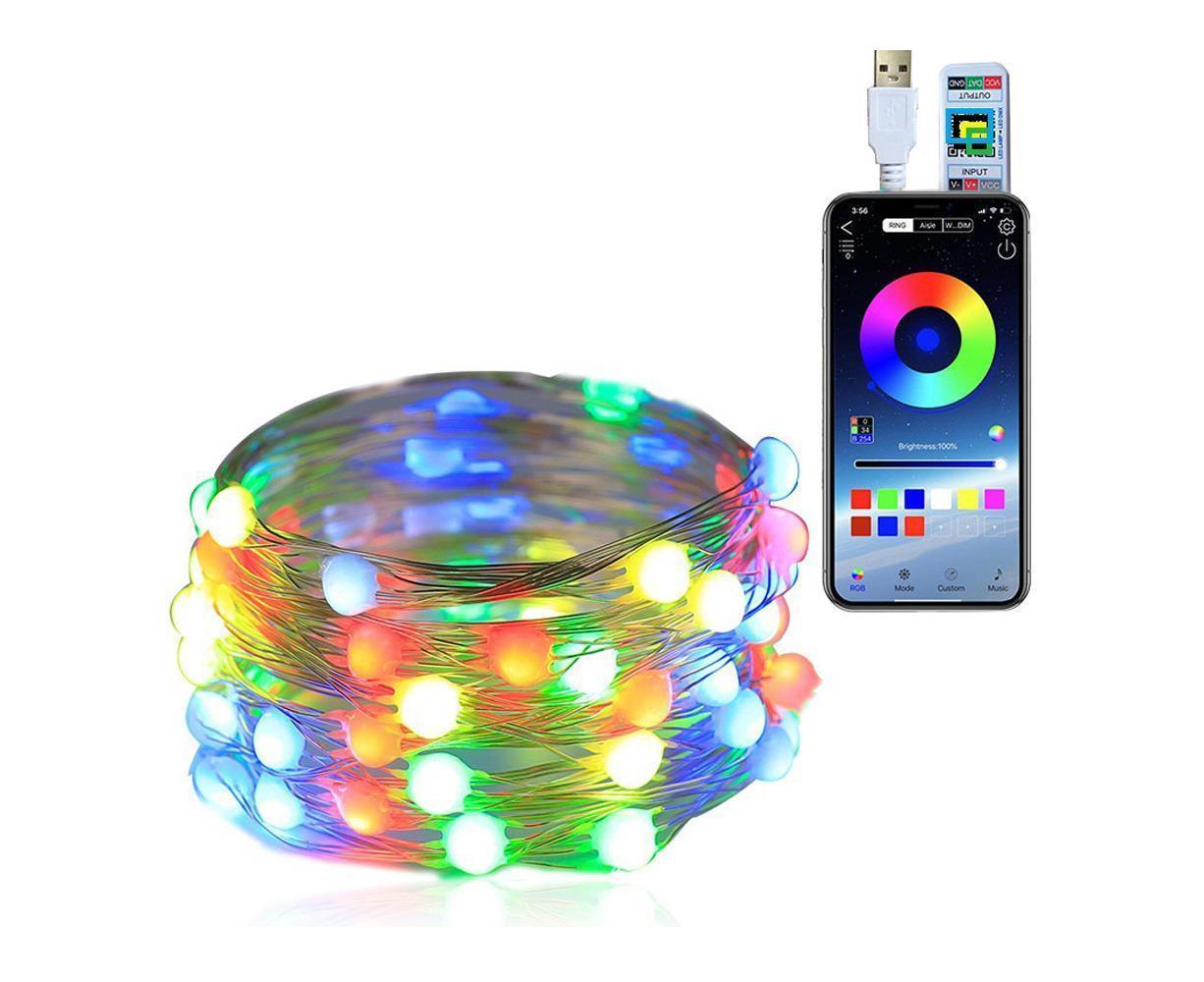 Smart String Lights RGB Color Changing Lights String APP Control For Bedroom Party Christmas Wall Decoration
