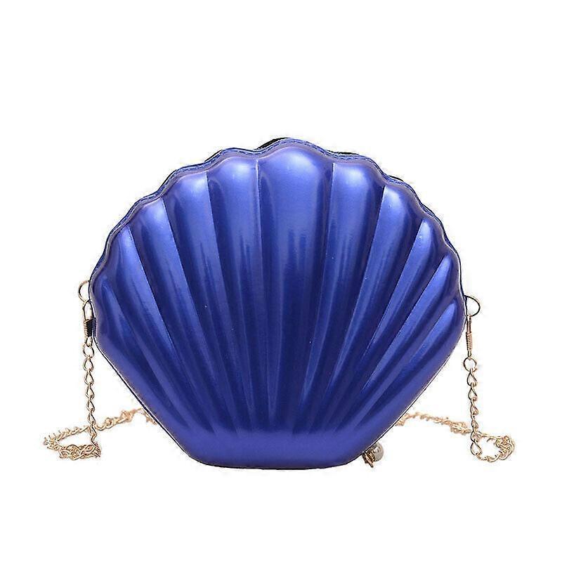 1PC Seashell Shape Shoulder Bag Laser Mermaid Sea Shell Chain Purse-Blue