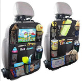 Car Back Organizer with Touch Screen Tablet Holder + 9 Storage Pockets Kick Mats Back Protectors Great Travel Accessories