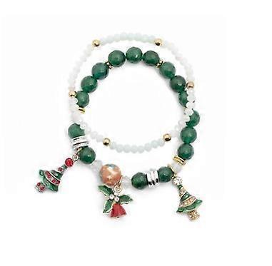 Christmas Charms for Women Adjustable Stretch Bracelet Christmas Tree Santa Snowman Jewelry 2pcs