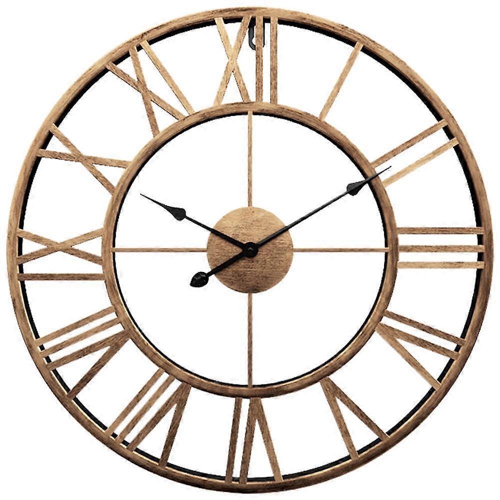 Decor Wall Clock European Retro Clock with Large Numerals Indoor Silent Battery Operated Metal Clock
