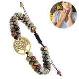 Healing Crystal Bracelets for Women Natural Gemstone Yoga Reiki Chakras Beads Anxiety Tree of Life Lucky Charm Braided Bracelet Adjustable Jewelry