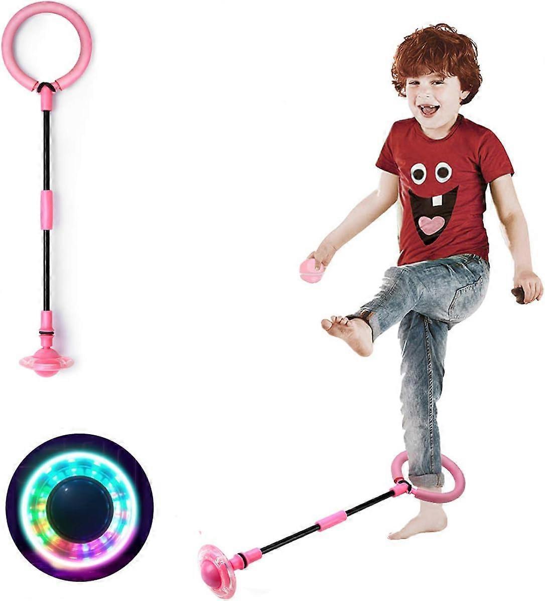 Babies Foldable Ankle Skip Ball Flash Jump Colorful Sports Swing Ball Fitness Jump Rope Fat Burning Game Pink