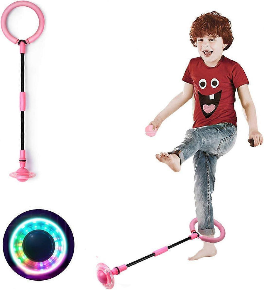 Babies Foldable Ankle Skip Ball Flash Jump Colorful Sports Swing Ball Fitness Jump Rope Fat Burning Game Pink