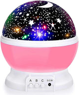 Babies Night Light Moon Star Projector - USB Cable 360 Degree Rotation Romantic Night Lighting LED Night Light for Decoration (Pink)