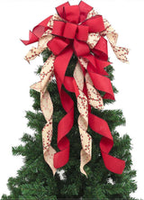Red Plaid Burlap Christmas Tree Decoration Large Bow Christmas Tree Decoration for Indoor or Outdoor