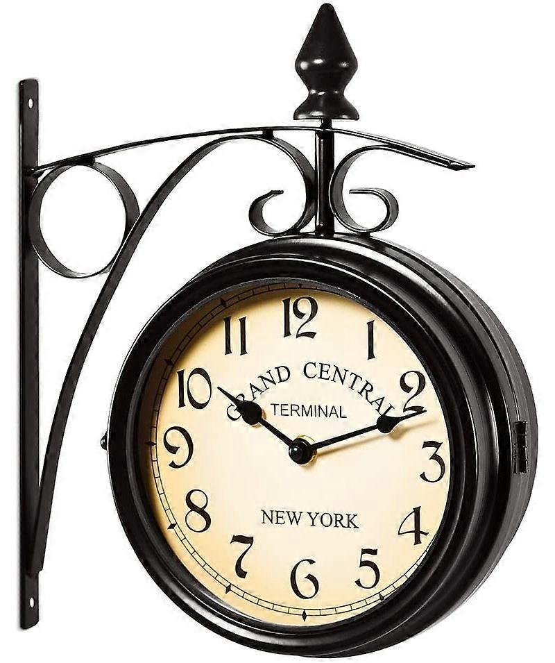 Wall Clock Wrought Iron Garden Clock Station Clock 2-sided Handmade Grand Central Terminal New York