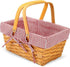 Wood Chip Picnic Basket with Double Folding Handles, Natural Woven Basket, Woven Basket for Gift Wrapping, Small Halloween Basket-Red