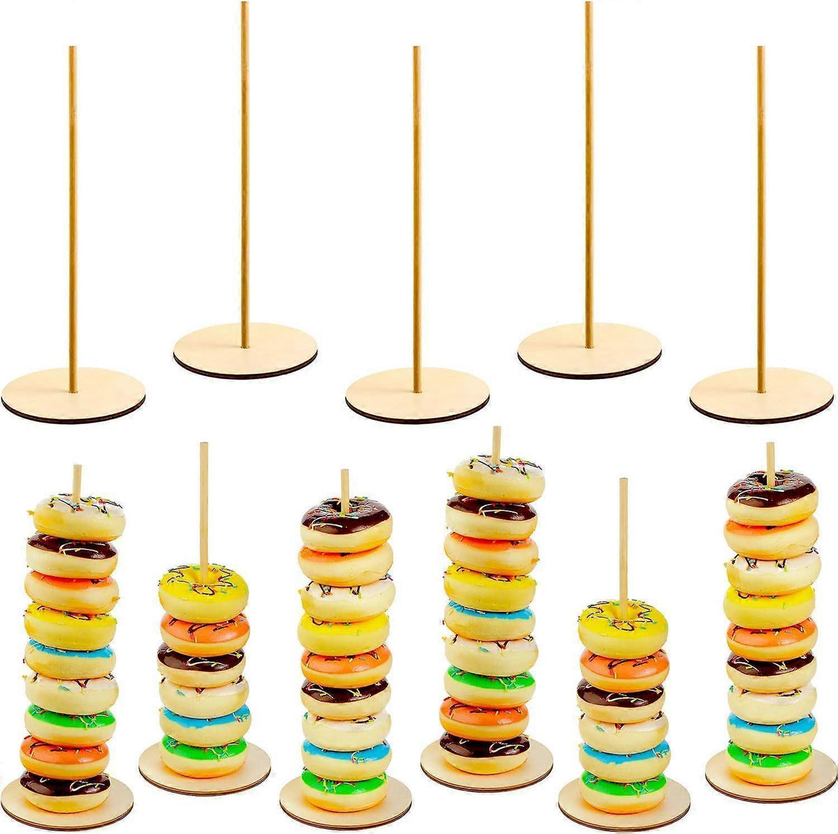 Wooden Donut Stand, Removable Donut Holder, Party Supplies for Wedding, Birthday (Round Style)