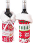 Wrap the knitted wine bottle sleeves with a faux fur collar for Christmas decorations