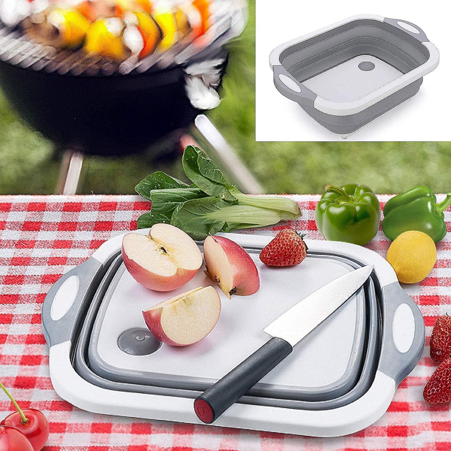 Camping Bowl 3-in-1 Portable Chopping Board Kitchen Board Drain Basket Foldable Bowl Washing Bowl