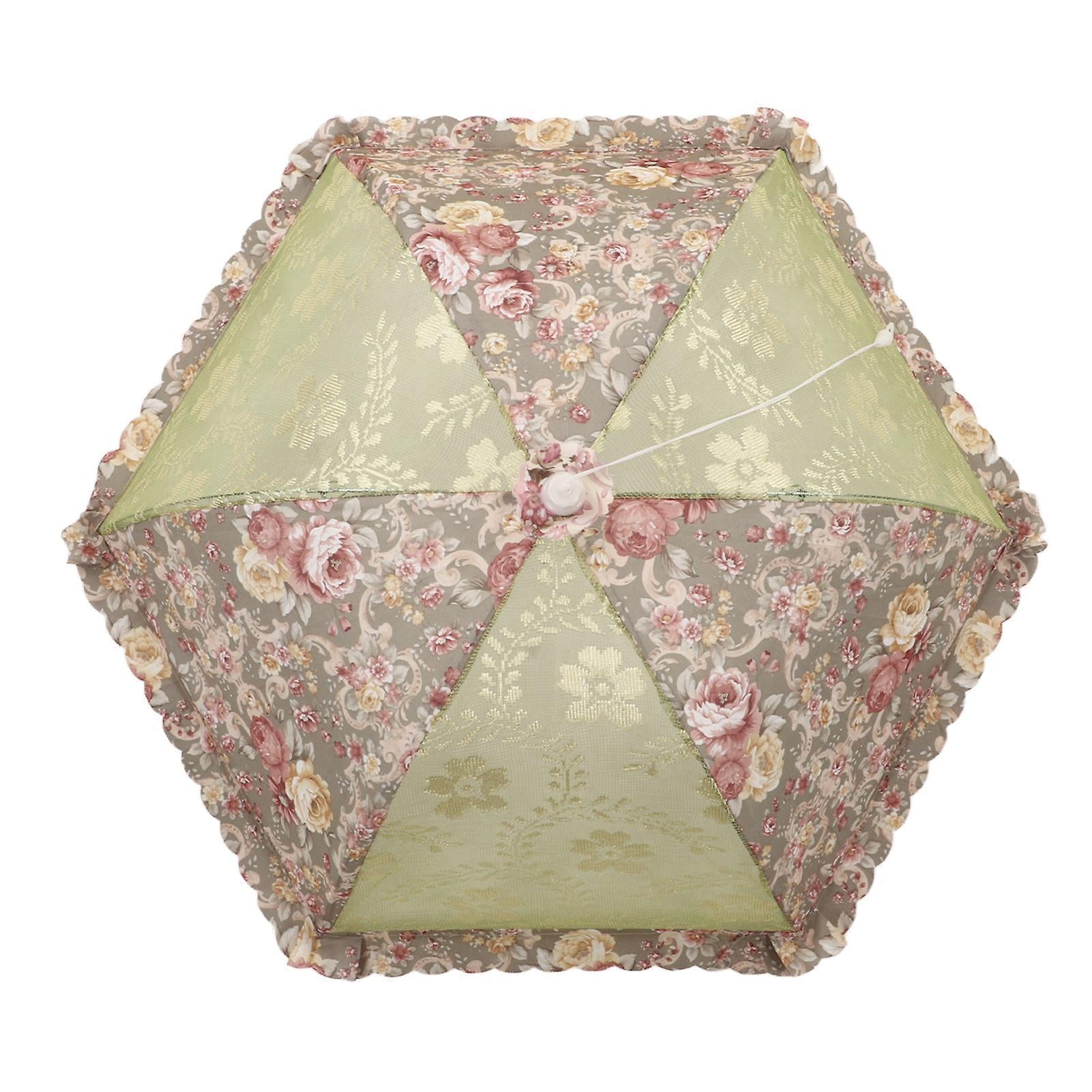 Mesh Food Cover Foldable Pop Up Food Cover Net Floral Print Food Tent for Home Outdoor Picnic Purple