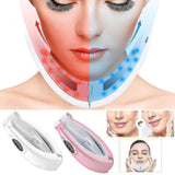 Led Photon Therapy Double Chin Removal Electric V-face Slimming Vibration Massager Face Lift Device - KKS699 White