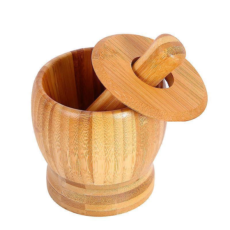 Bamboo Mortar And Pestle Grinder Pestle-set Grinding-bowl Garlic Press Ginger Crusher Herb Spice Masher Kitchen Tool
