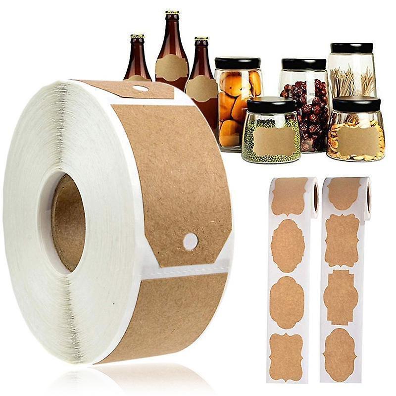 300pcs Vintage Blank Kraft Paper Sealing Sticker Diy Kitchen Classification Baking Packaging Self-adhesive Paper Label Gift Tags