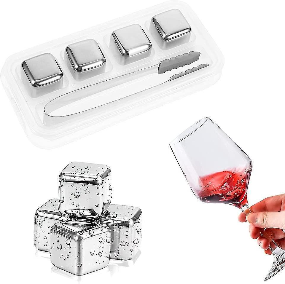 Stainless Steel Reusable Ice Cubes,stainless Steel Whisky Stones,whiskey Metal Ice Cubes,metal Ice Cooling Rocks,with Storage Box And Ice Clip