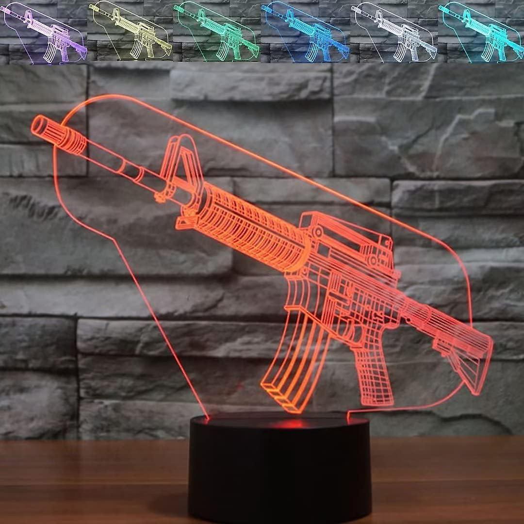3D Gun Optical Illusion Night Light, LED Table Desk Lamps,7 Colors Change with Touch Control USB Charge for Home Room Decor for babies Adult