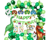 Dinosaur birthday Decoration set, happy birthday garland and large dinosaur foil balloons with cake topper