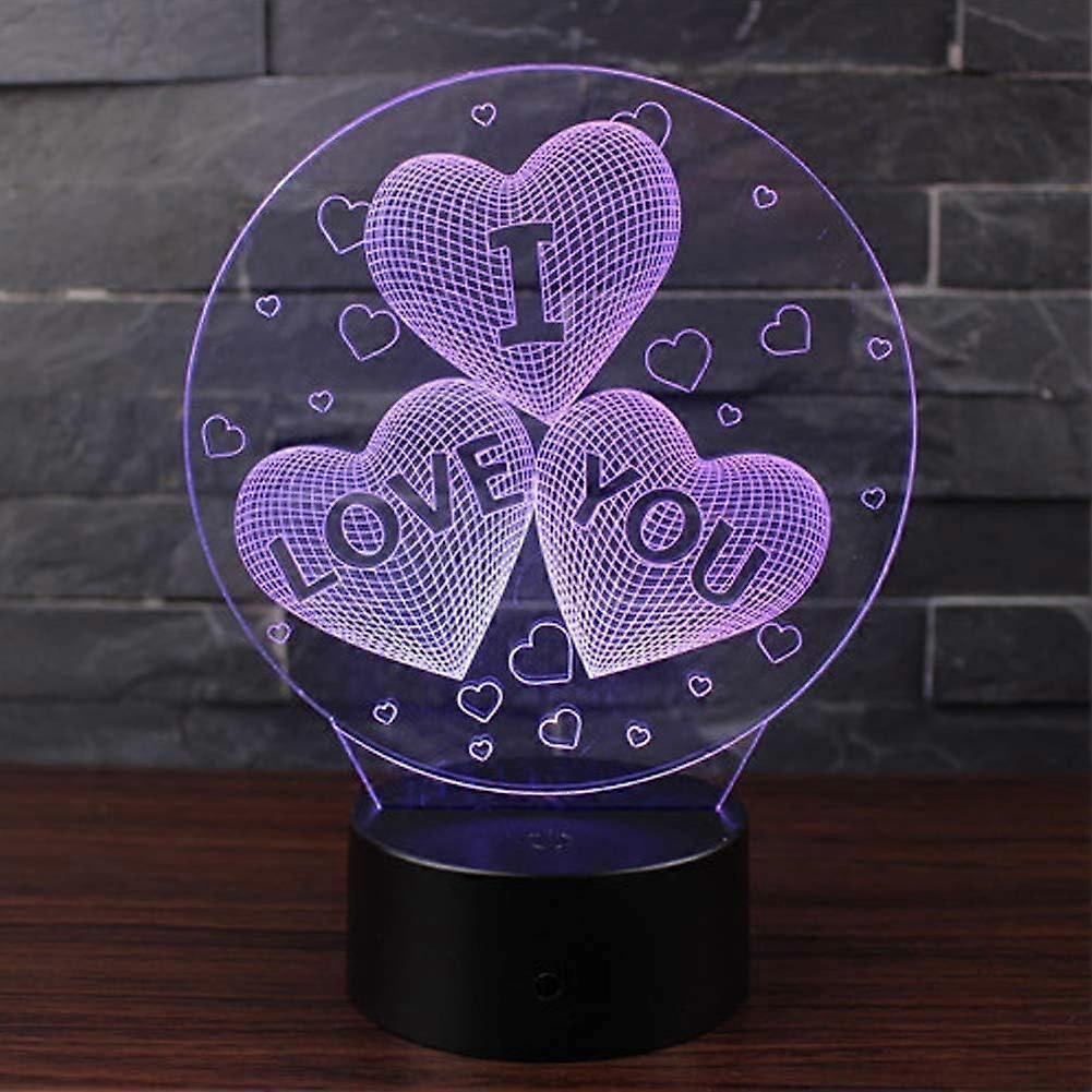 3D Illusion Lamps LED 7 Colors Changing Night Light Touch Switch for Bedroom Home Decor Wedding Birthday Christmas Valentine's Day Gift Romantic Atmos