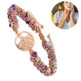 Healing Crystal Bracelets for Women Natural Gemstone Yoga Reiki Chakras Beads Anxiety Tree of Life Lucky Charm Braided Bracelet Adjustable Jewelry
