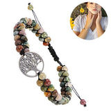 Healing Crystal Bracelets for Women Natural Gemstone Yoga Reiki Chakras Beads Anxiety Tree of Life Lucky Charm Braided Bracelet Adjustable Jewelry