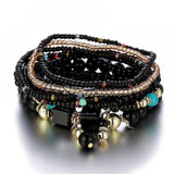 1 Pcs Bohemian Stackable Bead Bracelets, Women's Stretch Multilayer Crystal Beaded Lucky Protection Evil Eye Bracelet Set