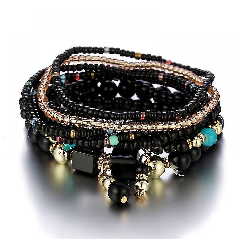 1 Pcs Bohemian Stackable Bead Bracelets, Women's Stretch Multilayer Crystal Beaded Lucky Protection Evil Eye Bracelet Set