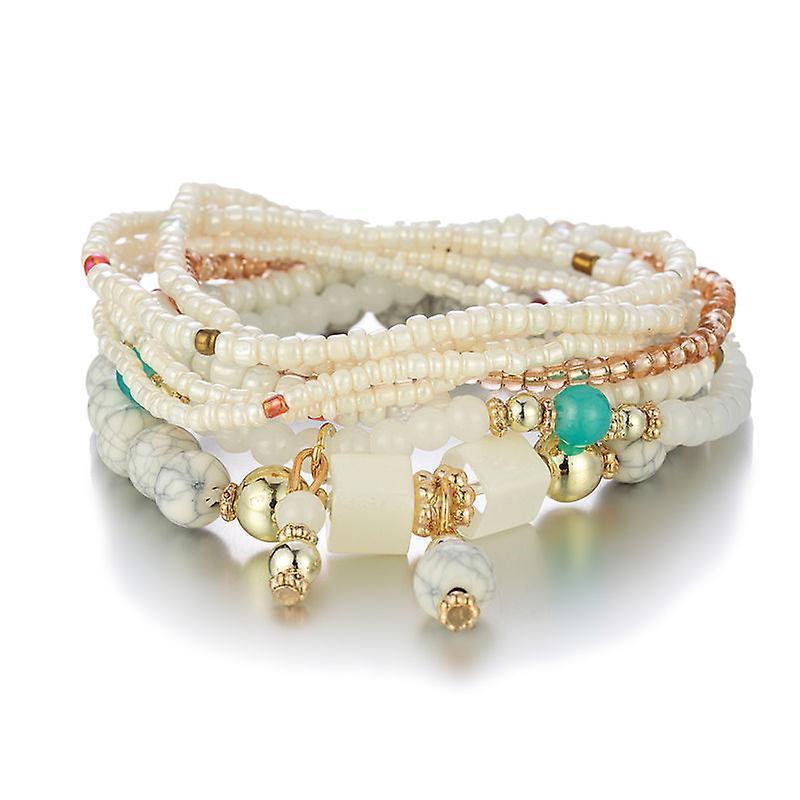 1 Pcs Bohemian Stackable Bead Bracelets, Women's Stretch Multilayer Crystal Beaded Lucky Protection Evil Eye Bracelet Set