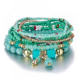 1 Pcs Bohemian Stackable Bead Bracelets, Women's Stretch Multilayer Crystal Beaded Lucky Protection Evil Eye Bracelet Set