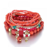 1 Pcs Bohemian Stackable Bead Bracelets, Women's Stretch Multilayer Crystal Beaded Lucky Protection Evil Eye Bracelet Set
