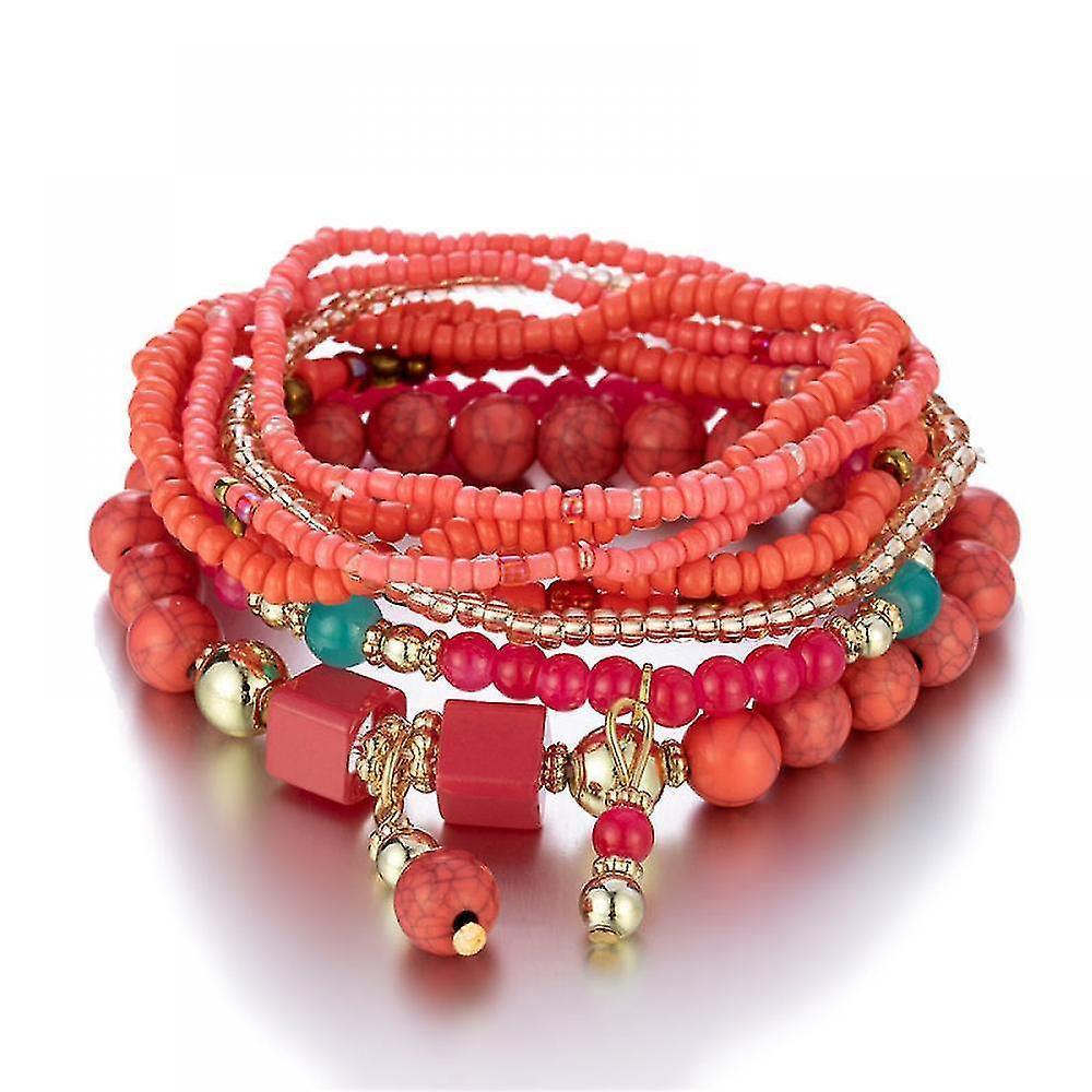 1 Pcs Bohemian Stackable Bead Bracelets, Women's Stretch Multilayer Crystal Beaded Lucky Protection Evil Eye Bracelet Set