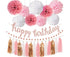 Pink Rose Gold Birthday Party Decorations Set, Rose Gold Glittery Happy Birthday Banner, Tissue Paper Pom