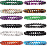 12pcs 6mm Gemstone Beaded Bracelets For Women Tiny Crushed Stone Crystal Bracelet Beaded