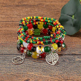 1pcs Bohemian Beaded Multilayer Bracelet - Stackable Beaded Strand Stretch Bangles Sparkly Crystal Mix, Tassel Charm Pendant Multilayer Beaded Bracelet