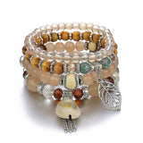 1pcs Bohemian Bracelet, Crystal Beaded Bracelets, Charm Stretch Bracelet With Pendant, Women's Jewelry